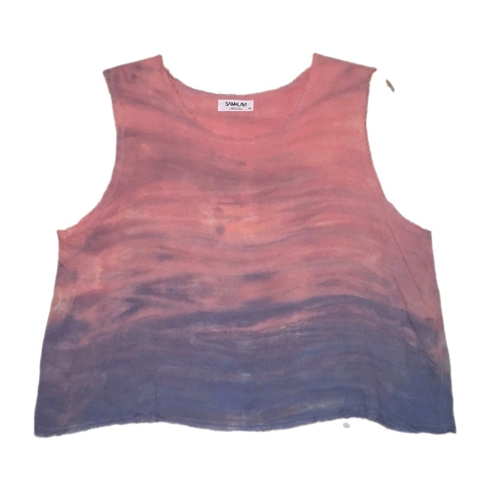 SAM&LAVI Womens Sleeveless Top Size Medium Purple Pink Peach Ombre Rayon Preppy